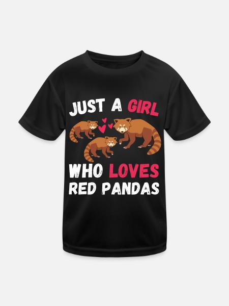 Chinesisches Tier Mädchen Geschenk Roter Panda - Kinder Funktions-T-Shirt - Schwarz - Vorne