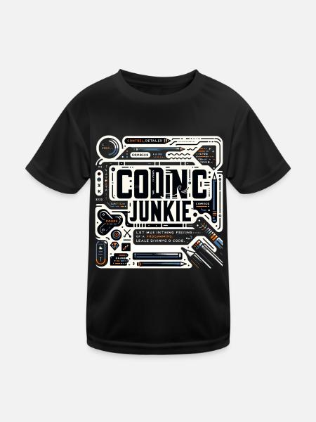 Coding Junkie 11 - Kids Functional T-Shirt - black - Front