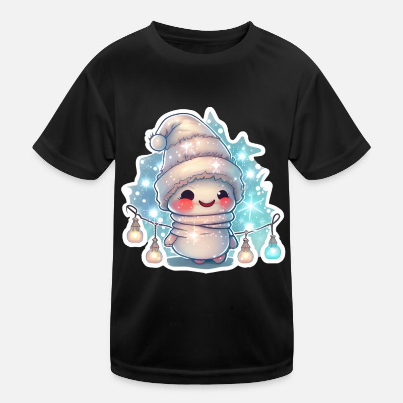 Knuffiger Schneemann mit lichterkette Kinder Funktions-T-Shirt