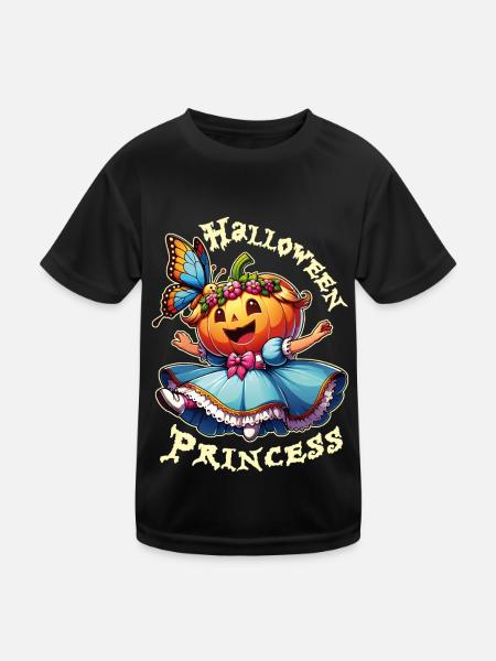 Mignonne princesse d’Halloween avec papillon - T-shirt sport Enfant - noir - Devant