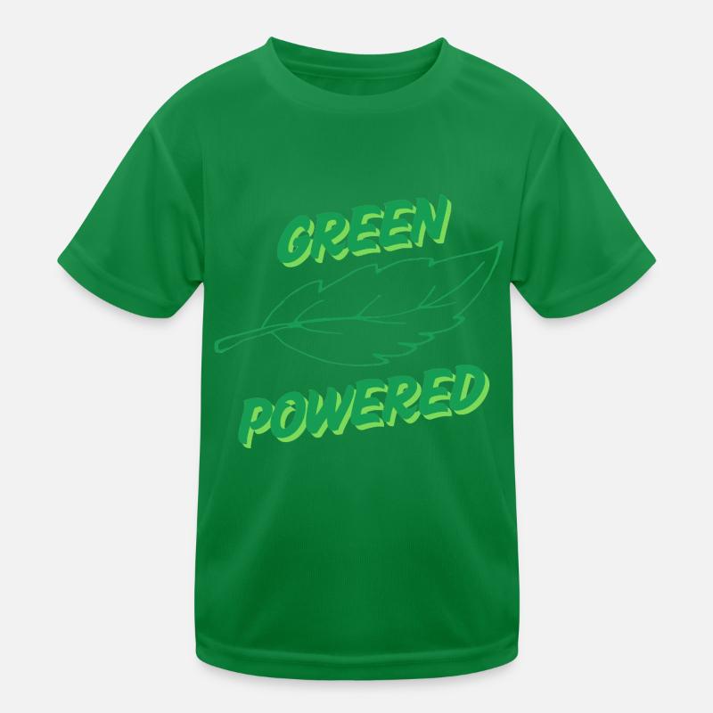 Texte alimenté en vert avec une icône de feuille T-shirt sport Enfant