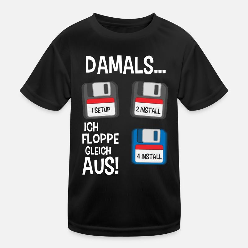 90er Damals, ich floppe / flippe gleich aus! Kinder Funktions-T-Shirt