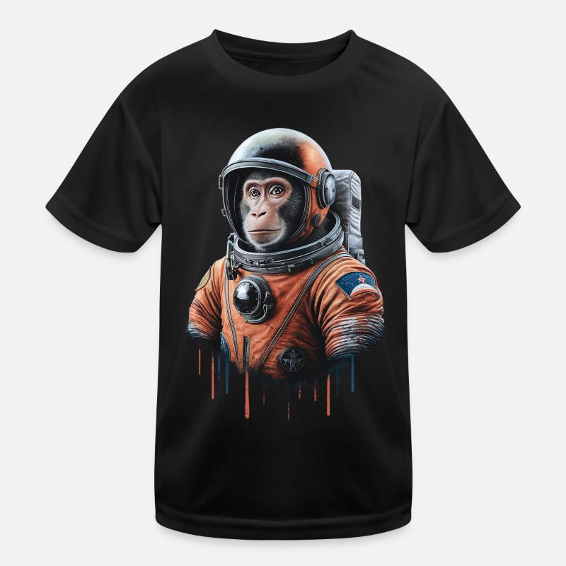 Space Adventure with a Monkey Astronaut Kids Functional T-Shirt