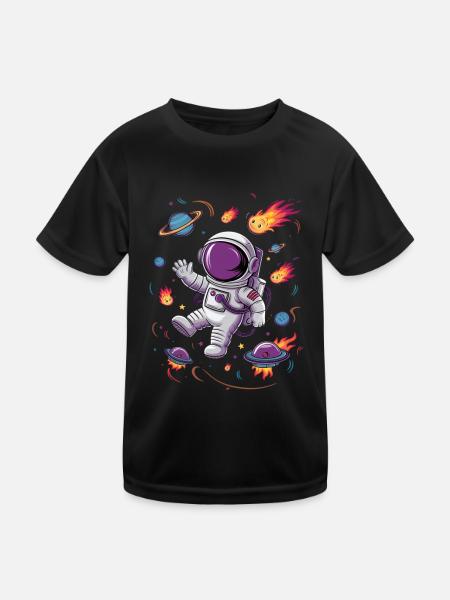 Entdecke Das Universum Mit Uns - Kinder Funktions-T-Shirt - Schwarz - Vorne