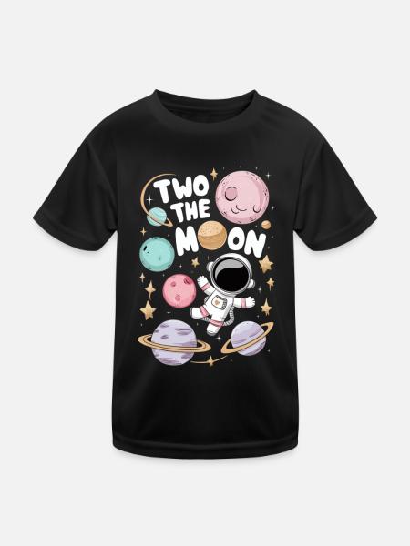 Zwei Zum Mond 2. Geburtstag Weltraum Kinder - Kinder Funktions-T-Shirt - Schwarz - Vorne