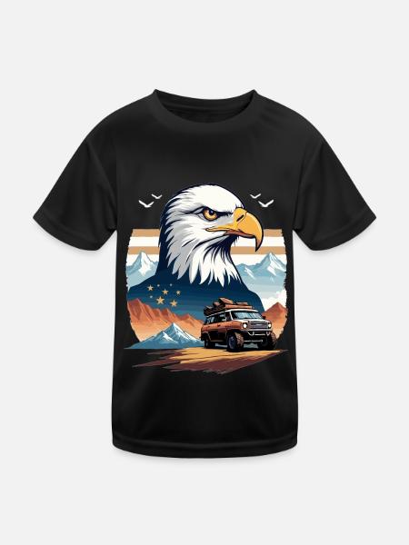 Abenteuerreise USA - Kinder Funktions-T-Shirt - Schwarz - Vorne