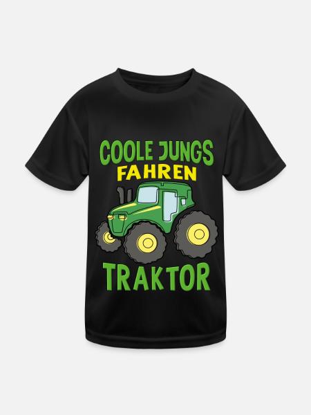 Landwirt Trecker Junge Coole Jungs fahren Traktor - Kinder Funktions-T-Shirt - Schwarz