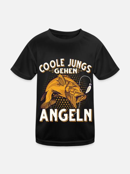 Coole Jungs Gehen Angeln Fischen Angler - Kinder Funktions-T-Shirt - Schwarz