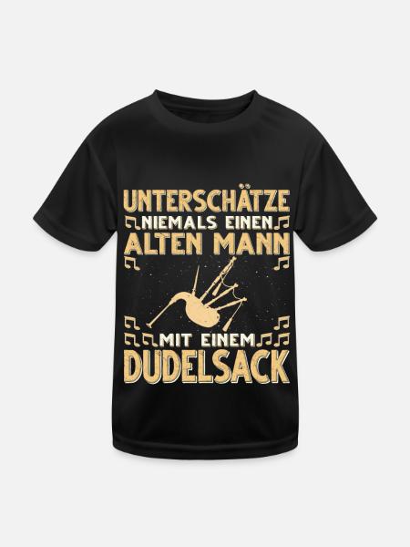 Dudelsack Musikverein Sackpfeifer Musiker - Kinder Funktions-T-Shirt - Schwarz - Vorne