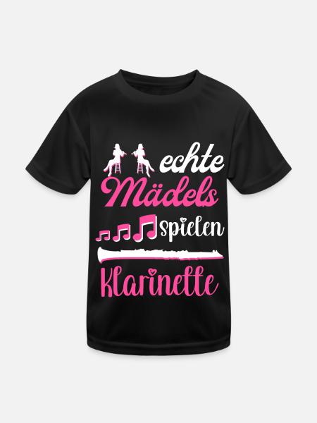 Klarinette Blasmusik Musikverein Orchester Jazz - Kinder Funktions-T-Shirt - Schwarz - Vorne