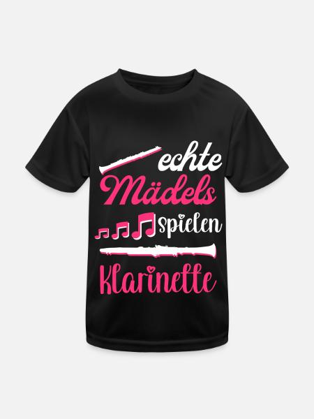 Klarinette Blasmusik Musikverein Orchester Jazz - Kinder Funktions-T-Shirt - Schwarz - Vorne