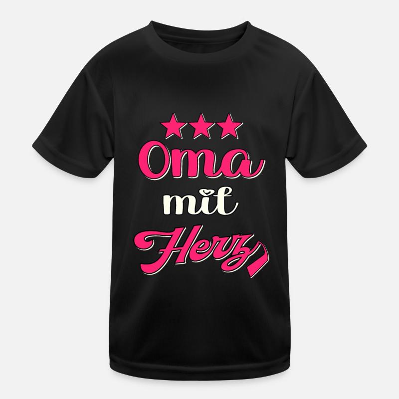 Oma mit Herz Großmutter Kinder Funktions-T-Shirt