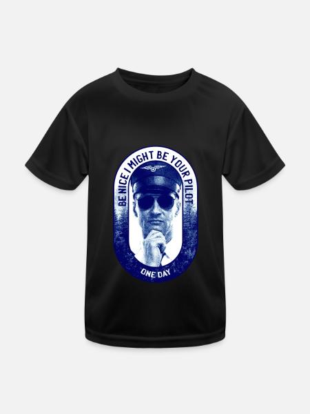 Airplane Pilot Pilot Pilot Pilot - Kids Functional T-Shirt - black - Front