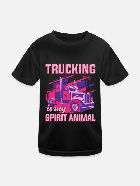 LKW Fahrerin - Kinder Funktions-T-Shirt - Schwarz - Vorne