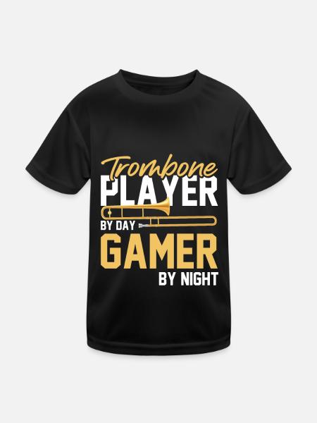 Posaune - Kinder Funktions-T-Shirt - Schwarz - Vorne