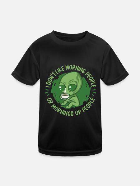 Alien Außerirdischer - Kinder Funktions-T-Shirt - Schwarz - Vorne