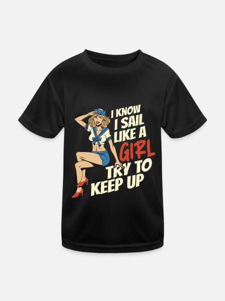 Sailing Sailors Sailboat Girls Sailors - Kids Functional T-Shirt - black - Front