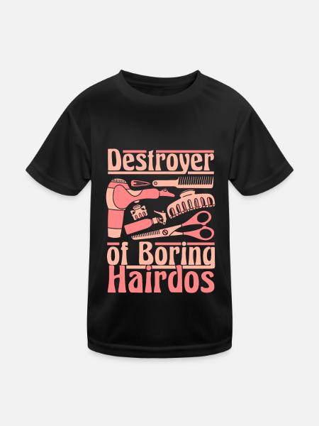 Hairdresser Hairstylist Funny - Kids Functional T-Shirt - black - Front