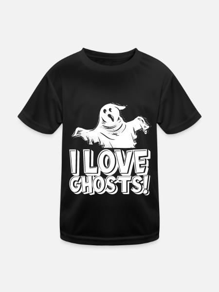 Halloween I Love Ghosts - Kids Functional T-Shirt - black - Front