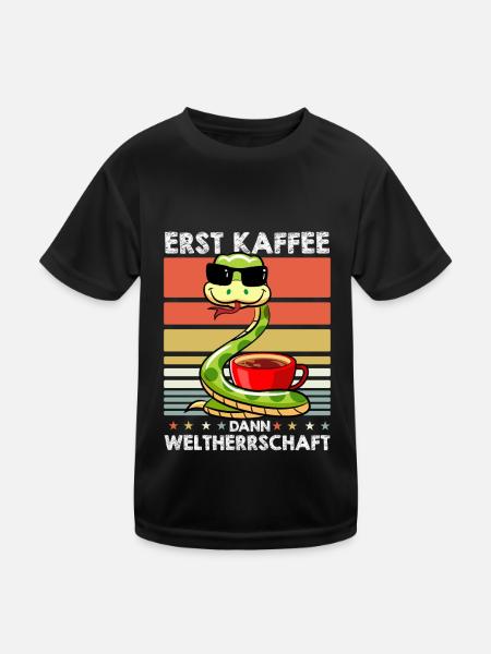 Schlange Sonnenbrille Kaffee - Kinder Funktions-T-Shirt - Schwarz - Vorne