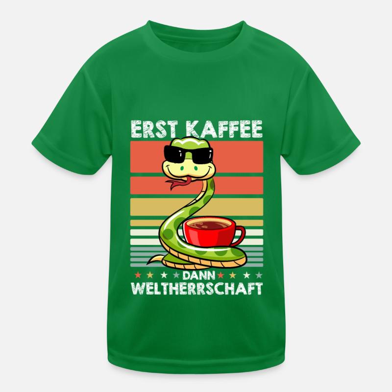 Schlange Sonnenbrille Kaffee Kinder Funktions-T-Shirt