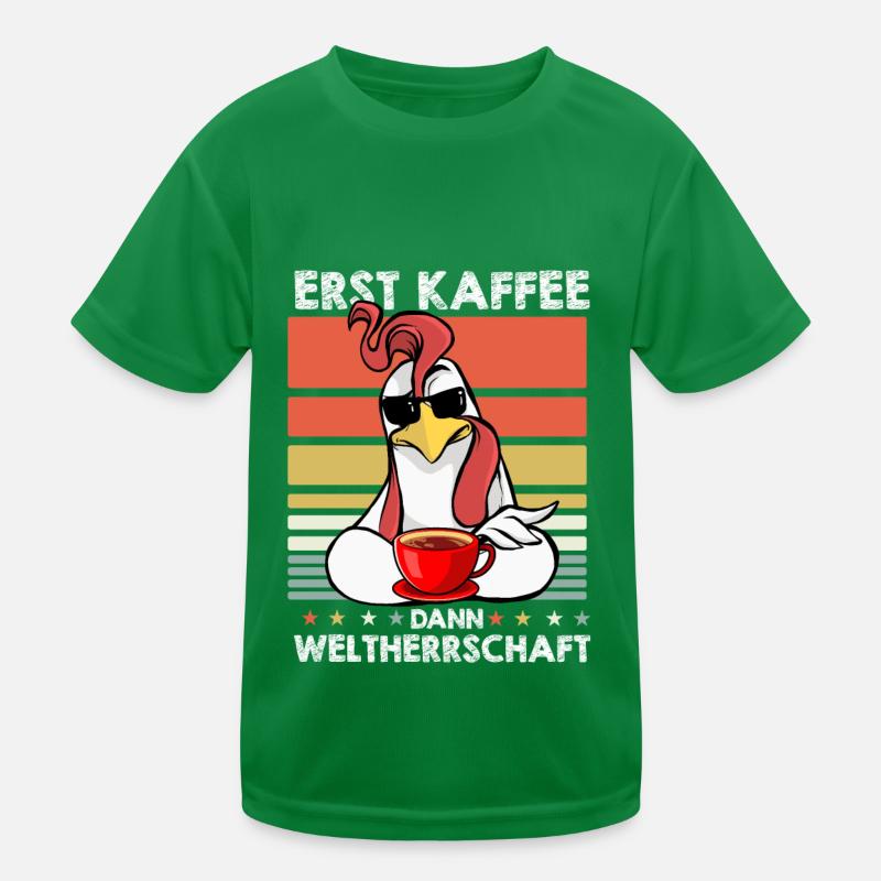 Hahn Gockel Sonnenbrille Kaffee Kinder Funktions-T-Shirt