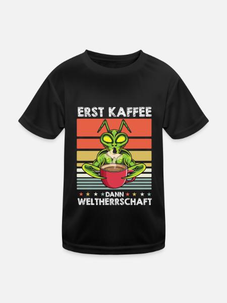 Mantis Gottesanbeterin Kaffee - Kinder Funktions-T-Shirt - Schwarz - Vorne