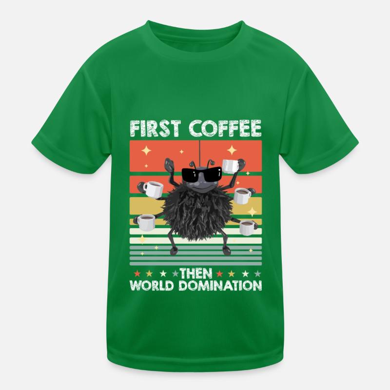 Spider Sunglasses Coffee Kids Functional T-Shirt