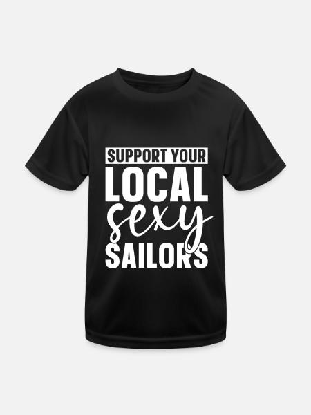 Voilier à voile drôle - T-shirt sport Enfant - noir - Devant