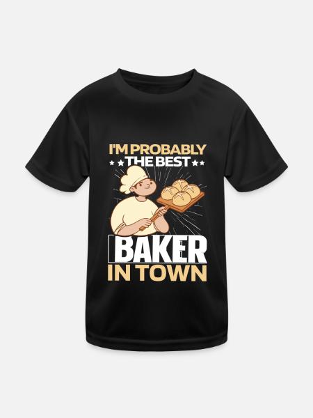 Backen Bäcker Bäckerei - Kinder Funktions-T-Shirt - Schwarz - Vorne