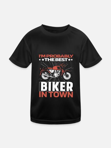 Motorcycle Biker Motorbike Funny - Kids Functional T-Shirt - black - Front