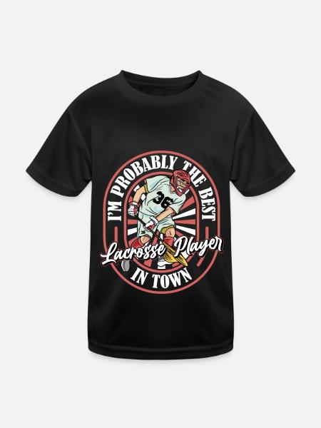 Lacrosse Witzig - Kinder Funktions-T-Shirt - Schwarz - Vorne