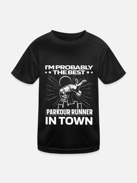 Parkour Lustig - Kinder Funktions-T-Shirt - Schwarz - Vorne