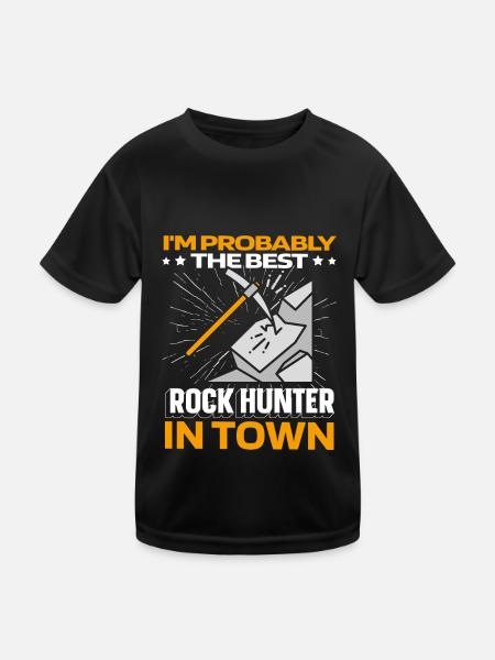 Geologist stone collector Witzig - Kids Functional T-Shirt - black - Front