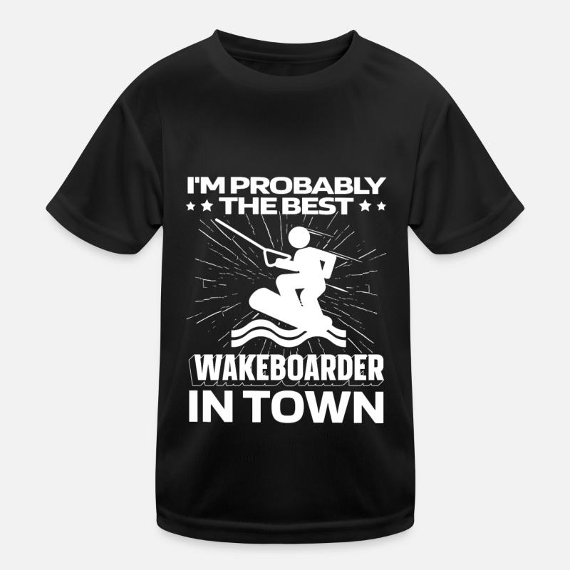 Wakeboard Wakeboarder Funny - Kids Functional T-Shirt - black