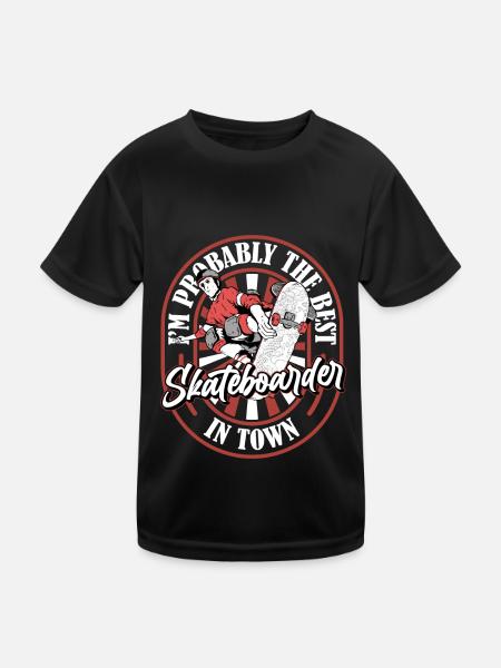 Skateboard Skater Lustig - Kinder Funktions-T-Shirt - Schwarz - Vorne
