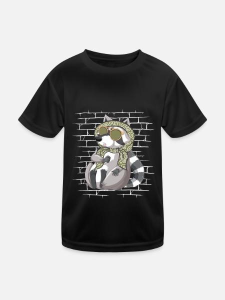 Raccoon Sunglasses Scarf - T-shirt sport Enfant - noir - Devant