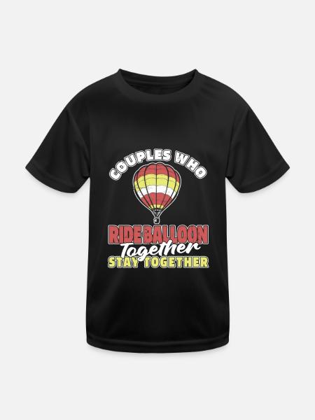 Heißluftballon Ballonfahren Paar - Kinder Funktions-T-Shirt - Schwarz - Vorne