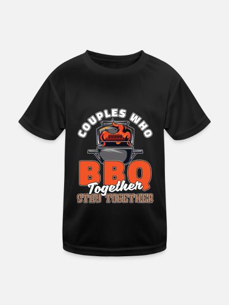 Bbq Grillen Paar - Kinder Funktions-T-Shirt - Schwarz - Vorne