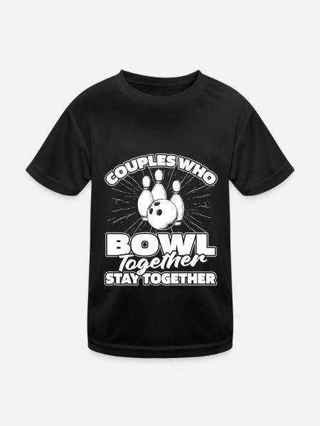 Bowling Bowlen Bowler Paar - Kinder Funktions-T-Shirt - Schwarz - Vorne