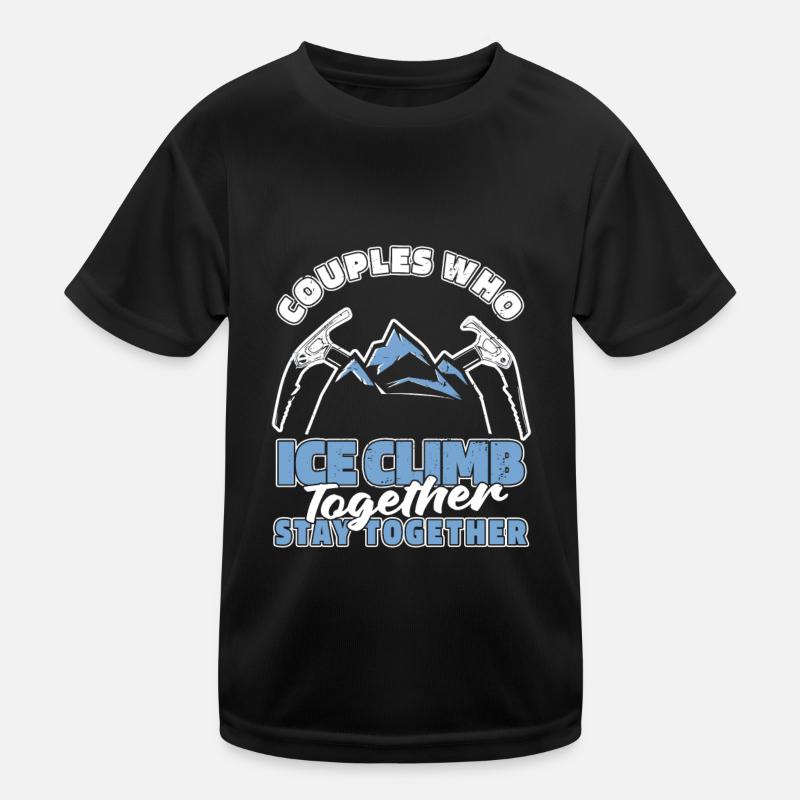 Eisklettern Paar - Kinder Funktions-T-Shirt - Schwarz