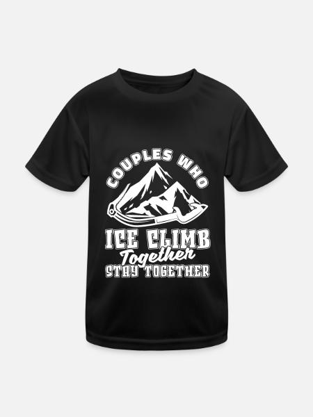 Couple d’escalade sur glace - T-shirt sport Enfant - noir - Devant