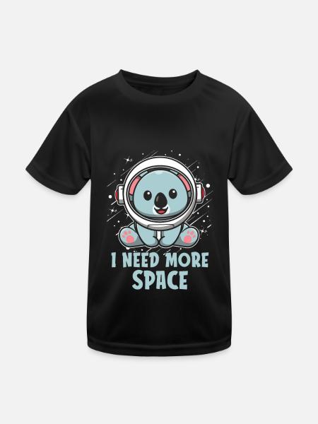 Koala Bear Astronaut I Need More Space - Kids Functional T-Shirt - black - Front