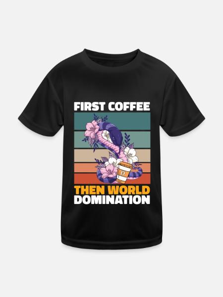 Schlange Kaffee - Kinder Funktions-T-Shirt - Schwarz - Vorne