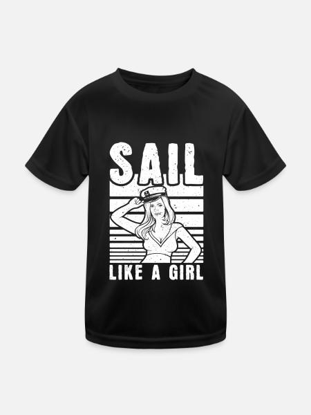Segeln Segler Segelboot Mädchen - Kinder Funktions-T-Shirt - Schwarz - Vorne