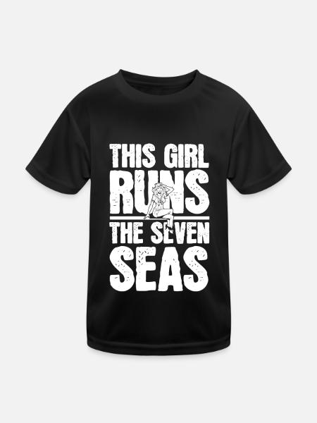 Sailing Sailor Sailboat Girls - Kids Functional T-Shirt - black - Front