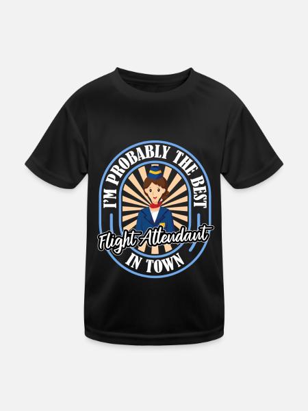 Flugbegleiter Stewardess Witzig - Kinder Funktions-T-Shirt - Schwarz - Vorne