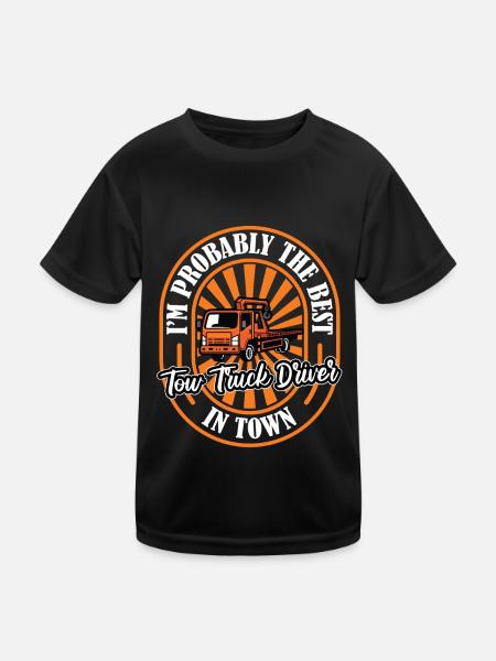Abschleppdienst Abschlepper Lustig - Kinder Funktions-T-Shirt - Schwarz - Vorne