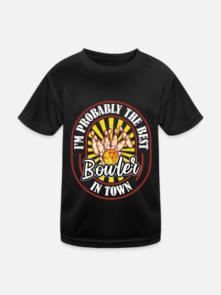 Bowling Bowlen Bowler Witzig - Kinder Funktions-T-Shirt - Schwarz - Vorne