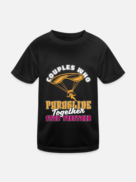 Paragleiter Paragleiten Paar - Kinder Funktions-T-Shirt - Schwarz - Vorne